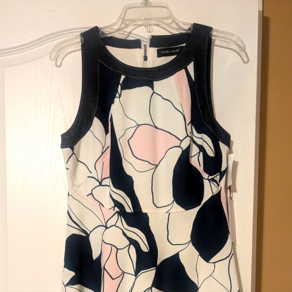 Ivanka Trump Ivory, Pink & Navy Dress